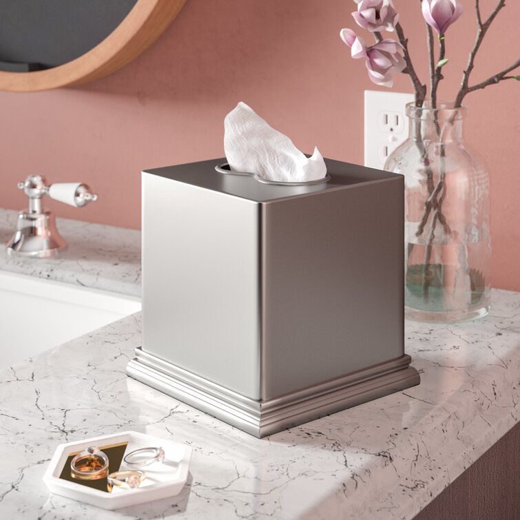 Polished nickel tissue box on sale cover